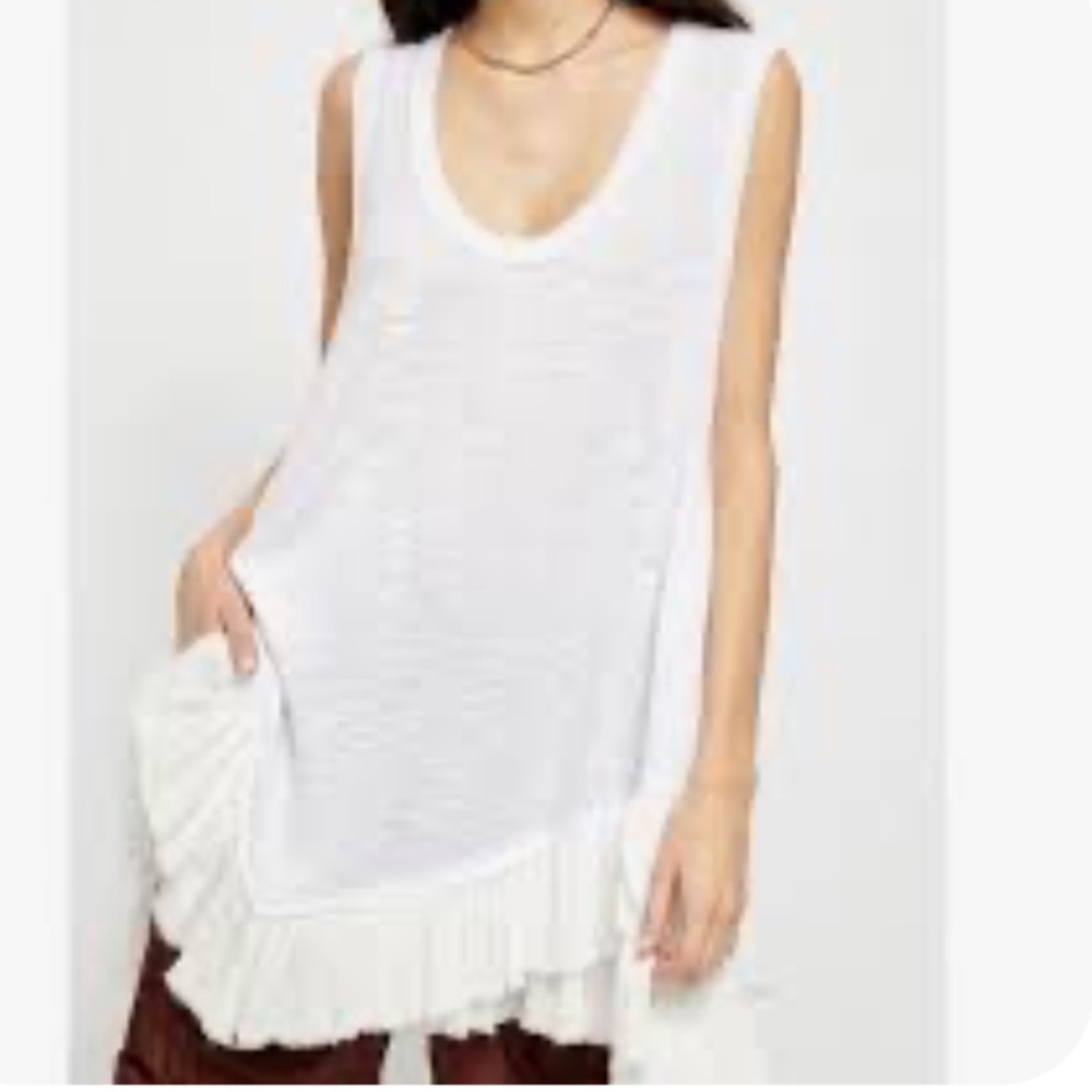 Free People Shimmy Sasha Ruffle Hem Tank Top - White